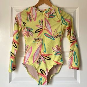 Long-sleeve one piece bathing suit from Tea Collection, size 12 girls.